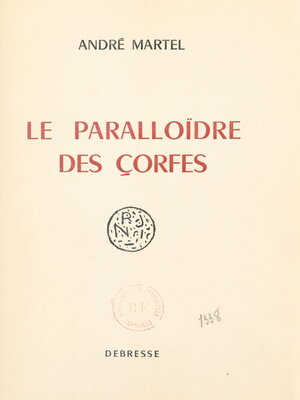 cover image of Le paralloïdre des çorfes
